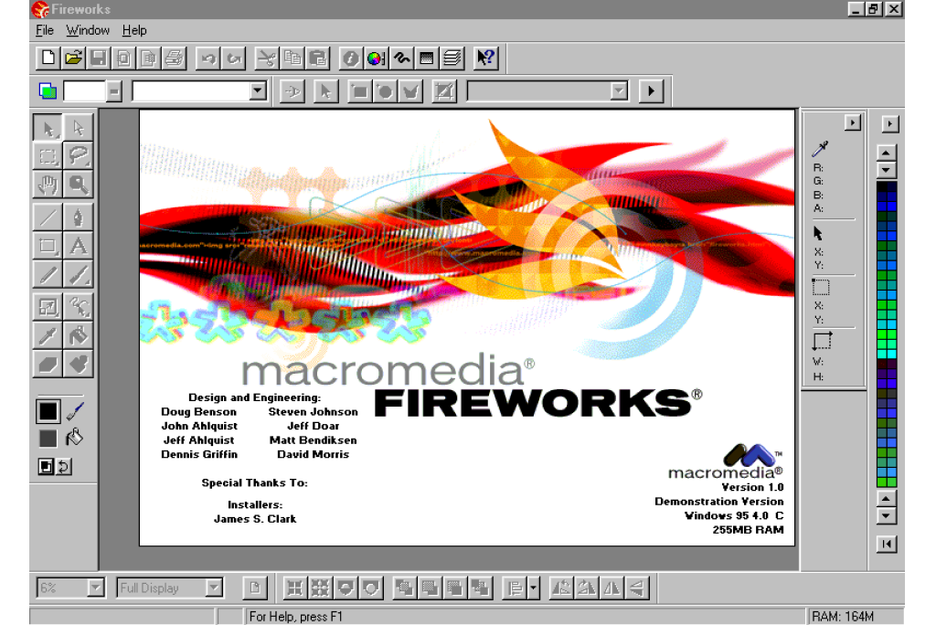 Image of Macromedia Fireworks from 1998