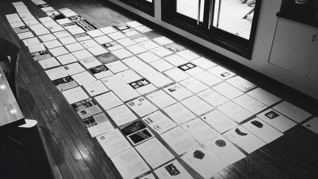 Laying out book on the floor